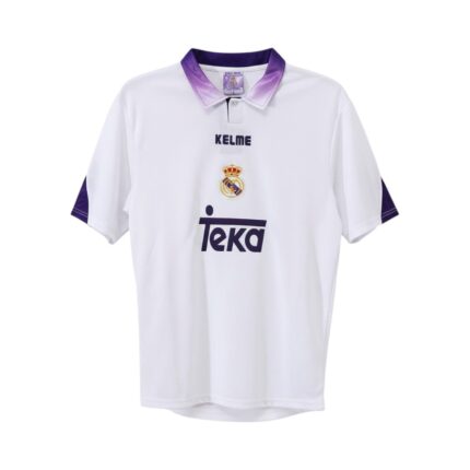 Camiseta retro Real Madrid 1997/98 Primera Equipación — vista frontal en maniquí