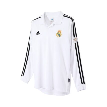 Camiseta retro Real Madrid 2002/03 primera equipación manga larga — vista frontal en maniquí