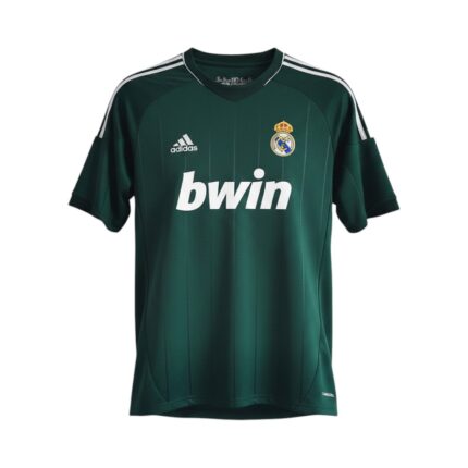 Camiseta retro Real Madrid 2012/13 tercera equipación verde — vista frontal en maniquí