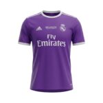 Camiseta retro Real Madrid 2016/17 segunda equipación morada — vista frontal en maniquí