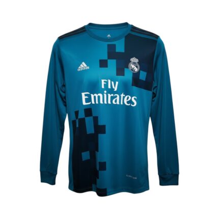 Camiseta retro Real Madrid 2017/18 tercera equipación manga larga — vista frontal en maniquí