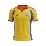 Camiseta retro de fútbol de Rumanía, primera equipación de la temporada 2000. — vista frontal en maniquí