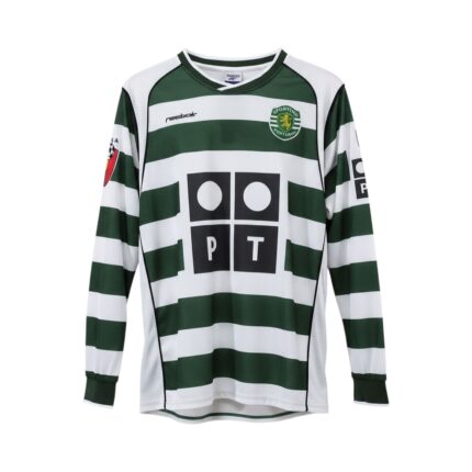 Camiseta retro Sporting de Portugal 2001/03 Primera Equipación manga larga — vista frontal en maniquí