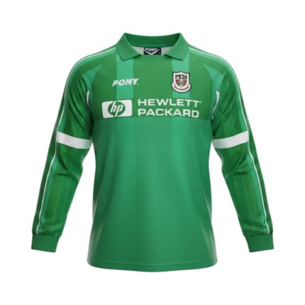 Camiseta retro de portero del Tottenham Hotspur de la temporada 1997/99, color verde, manga larga. — vista frontal en maniquí