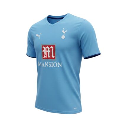 Camiseta retro Tottenham 2006/07 segunda equipación azul claro — vista frontal en maniquí