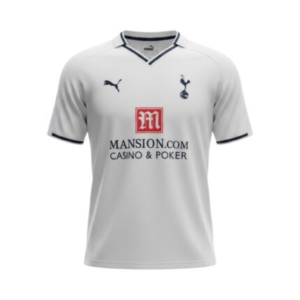 Camiseta retro Tottenham Hotspur 2008/09 primera equipación blanca — vista frontal en maniquí