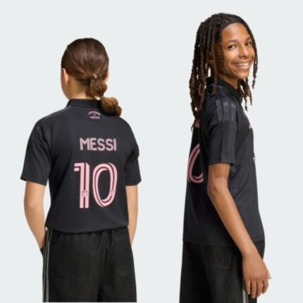 Camiseta de fútbol visitante para niños del Inter Miami CF, temporada 2026/2027. Segunda equipación oficial para jóvenes fans.