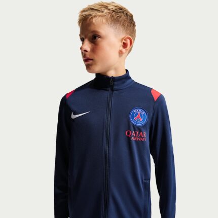 Chándal completo para niño del Paris Saint-Germain temporada 26/27. Conjunto oficial de chaqueta y pantalón del PSG para niños.