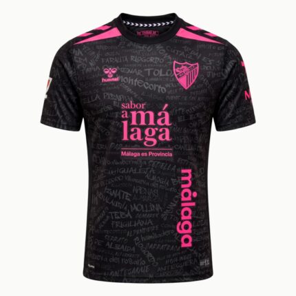 Vista frontal de la camiseta alternativa del Málaga CF para la temporada 2026/27. Tercera equipación oficial para adulto.