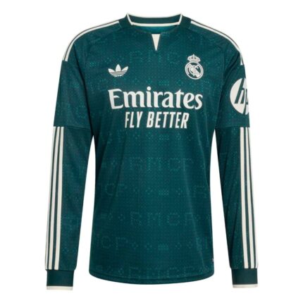 Camiseta de fútbol de manga larga del Real Madrid, segunda equipación visitante para la temporada 26/27.