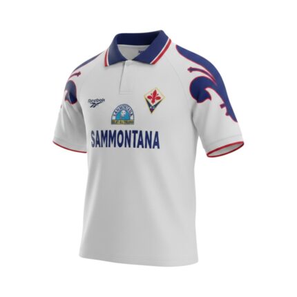 Camiseta retro Fiorentina 1995/96 segunda equipación blanca — vista frontal en maniquí