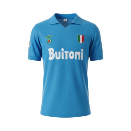 Camiseta retro Nápoles 1987/88 primera equipación — vista frontal en maniquí