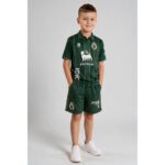 Segunda equipación de fútbol para niños del Racing de Santander temporada 26/27. Viste los colores del equipo visitante.